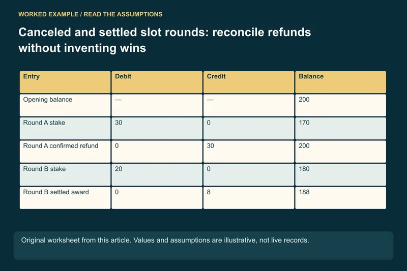 Round A: 30 stake − 30 refund = 0 net cost; Round B: 20 stake − 8 award = 12 loss; Balance check: 200 − 12 = 188